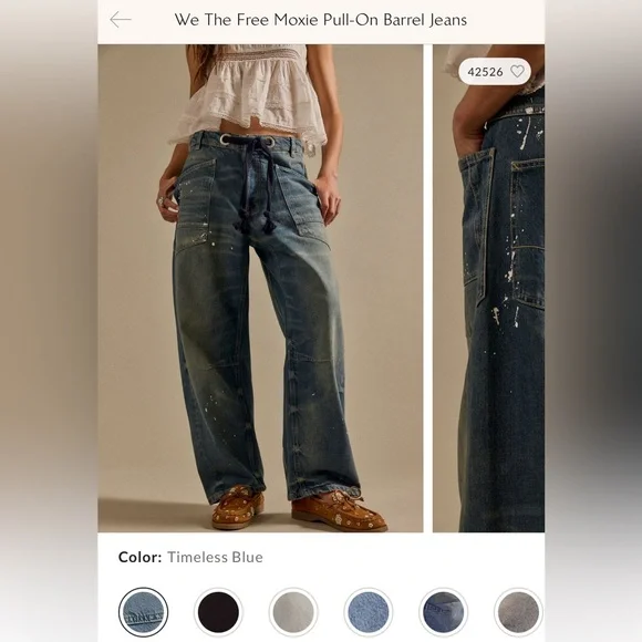 NWT Free People We The Free Moxie Pull-On Barrel Jeans Timeless Blue 27, 29, 30 - Picture 8 of 17